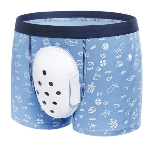 WEEOATAR Circumcision Underwear Protective Foreskin Surgery Boxer Briefs, Circumcision Kit Post-surgery Underwear with Protective Cover to Reduce Friction for Men (Dark Blue, 2XL)