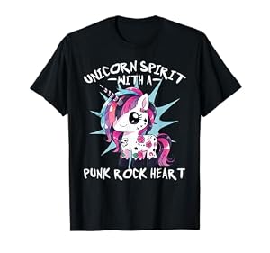 Espíritu de unicornio con un corazón Punk Rock, Unicornio Punk Mágico Camiseta