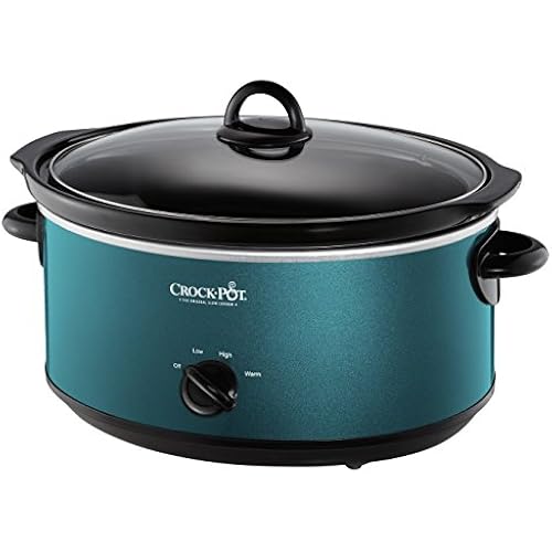 Crock-Pot 7-Quart Manual Slow Cooker, Family Size Serves 8+ People & Fits 6-lb Roast, Removable Stoneware with Warming Setting, Dishwasher Safe for Easy Cleanup, Turquoise