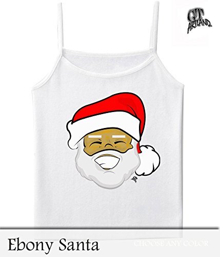 GT Artland Ebony Santa Design on Women's Girls' Spaghetti Strap Cami Tank Top