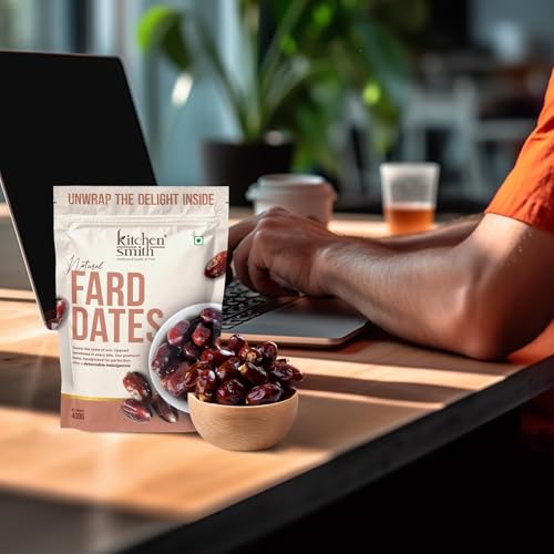 Image of KitchenSmith Fard Dates - Pack of 2 (400gm Each) | Omani Fard Dates No Preservatives & Added Sugar | High Fibre | Energy Health Snacks | Premium Khajoor