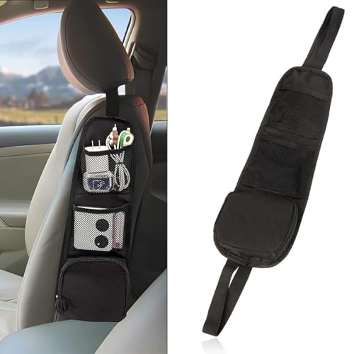 WeddHuis Multifunktionale Autositz Aufhängetasche mit Mehreren Taschen für LKW, Van, SUV, Faltbare Auto Aufbewahrungstasche, Netztaschen, Autositz-Seitenorganisator, Auto Organizer (Schwarz)