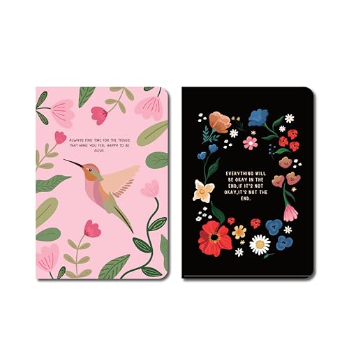 Image of FACTOR NOTES A6 Notebook Combo Pack (Bloom & Night) | Set of 2 Cute Aesthetic Pocket Notebooks | 160 Pages Each, 90 GSM Thick Paper | Cute Aesthetic Notebooks for Women