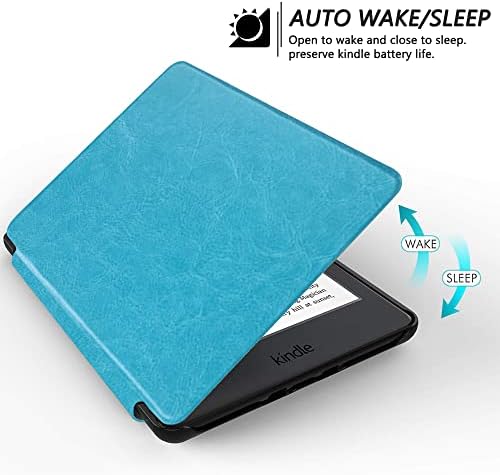 SCSVPN Case for 6.8'' Kindle Paperwhite 11th Generation 2021 & Kindle Paperwhite Signature Edition (Model NO: M2L3EK/M2L4EK), Slim Durable PU Leather Cover with Hand Strap, Auto Sleep/Wake, Sky Blue - 2