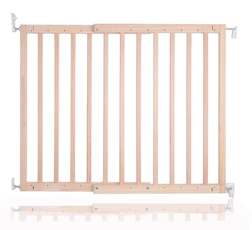 Safetots Chunky Wooden Screw Fit Stair Gate Natural 63.5cm - 105.5cm Wood Baby Gate Screw Fit Safety Barrier Stylish Design and Practical Safety Gate Easy Installation