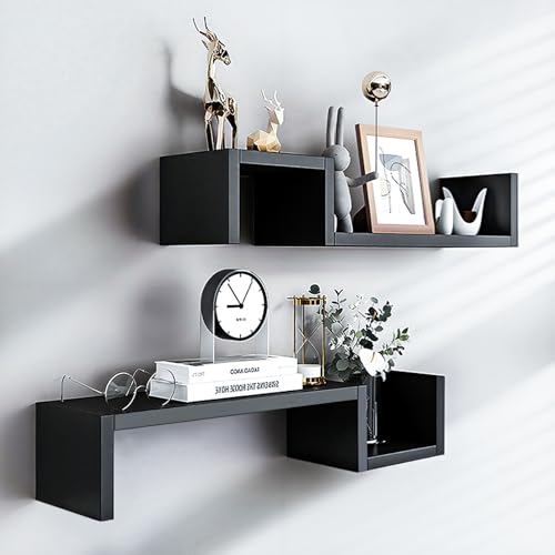 GALASALA Repisas Flotantes, 2 Piezas Repisas Flotantes de Pared(58 * 10 * 12CM), Estantes Flotantes Montado en La Pared para Baño, Cocina, Negocio y Más Soportan hasta 12 kg,...