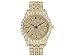 Charles Raymond Mens Watch w/Matching Iced Rolly Hip Hop Bracelet - Big Rhinestones on Trim and Elegant Baguette Time Indicators on Dial - Master Bling Designer - ST10226B (Gold)