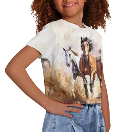 Tongluoye Crop Tops for Girl Summer Shirts Crew Neck Short Sleeve Pullover Shirt Tops4