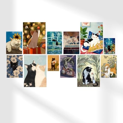 Image of Funk You Store Cat Posters (Set of 12) Cute Kitten Posters for Wall | Collage Set of Pussy Cat Poster for bedoom, living room, dorm room, studyroom | Poster for Wall | Glue Dots Included (D 028)