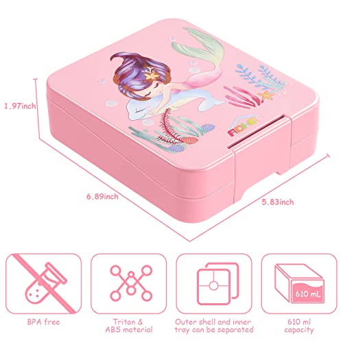 Aohea Bento Lunch Box For Kids: Bento Boxes Bpa Free Kids Lunch Box 4 Compartment Toddler Bento Box Tritan Lunch Boxes Toddler Lunch Containers For Daycare Or School(Mermaid) #TOP1