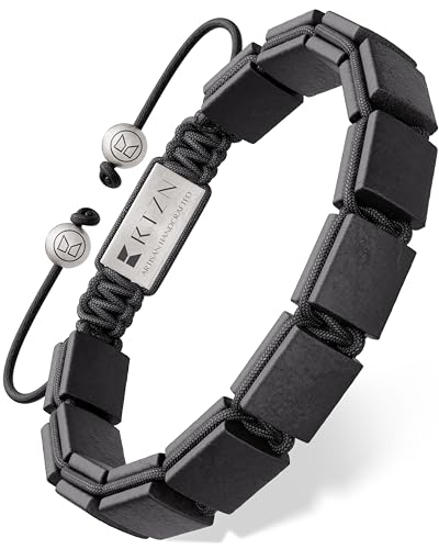 Pulsera artesanal de shungita ajustable para hombre miniatura 1