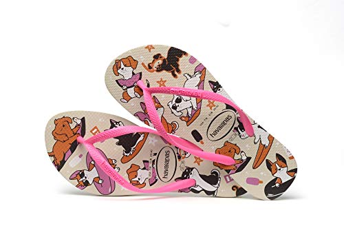 Chinelo Slim Pets, Havaianas, Feminino, Bege Palha/Maravilha Fluor, 39/40