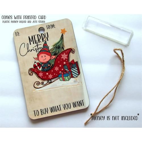 Christmas Money Holders Gift, 2024 Christmas Money Holders for Cash, Handmade Wooden Money Clip, Money Tree Gift Holder with Clips (A)2