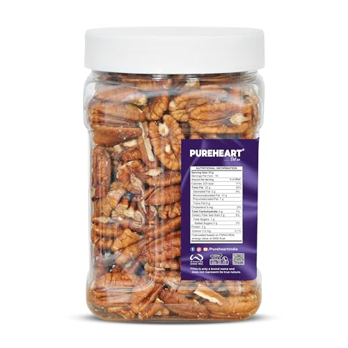 Image of Pureheart Premium Pecan Nuts 500g | Premium Natural Pecans | Healthy Dry Fruits Snack | Rich in Protein, Fibre & Antioxidants | Ideal for Snacking & Baking