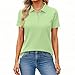 Damen Polo Shirt Kurzarm Poloshirt Frau Knopfleiste Hemdes Baumwolle mit Reverskragen Kurzarm Arbeits Lässig Shirt Damen Einfarbige Tailliert Gemütlich Sommer Leuchtendes Grün M