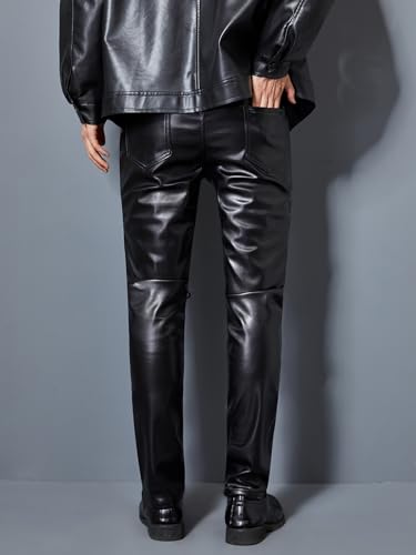 Men`s Rock Steampunk Gothic Lace Up Cosplay Party PU Leather Pants4