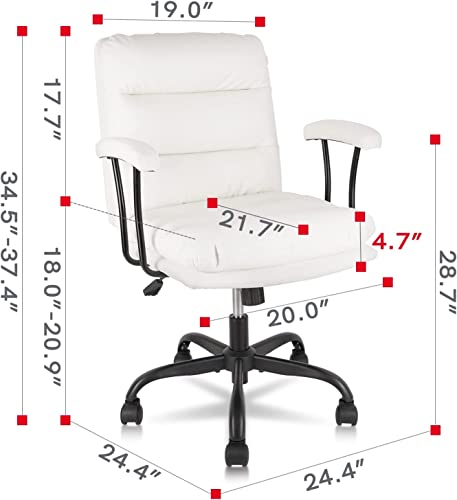 Ergonomic Office Chair, Home Office Desk Chairs With Wheels And Arms, Faux Leather Computer Swivel Chair For Bedroom Office Gaming (Lola Bkj) #TOP1