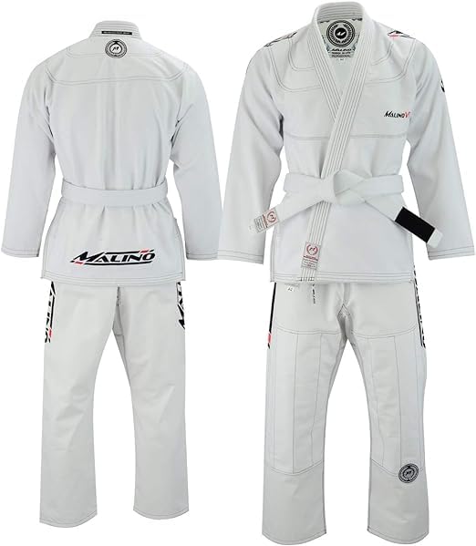Malino Fight Wear Costume de jiu-jitsu brésilien BJJ Gi Uniforme Nacré Tissage 100% Coton 550 g/m², blanc, A3