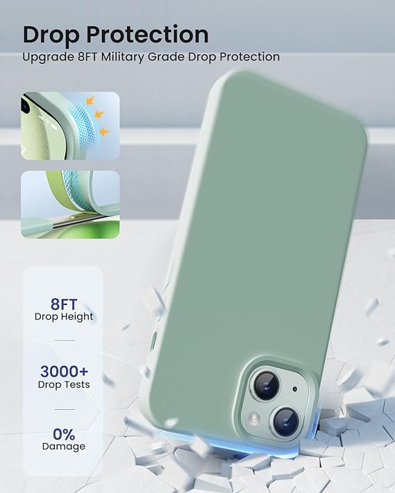 Image of MIDOS Back Cover Compatible with iPhone 15 Case Liquid Silicone Full Protection Shock Proof Back Cover for iPhone 15 (Mint Green)