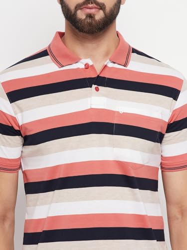Image of UNIBERRY Men's Cotton Blend Half Sleeve Printed Polo Neck T-Shirt Has A Short Sleeve & Pocket On ChestBZRMT6-MR