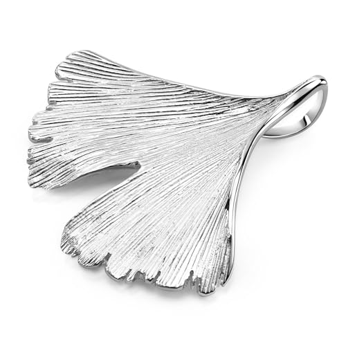 MATERIA Anhänger Ginkoblatt Silber 925 groß KA-277-Silber_ohne Kette