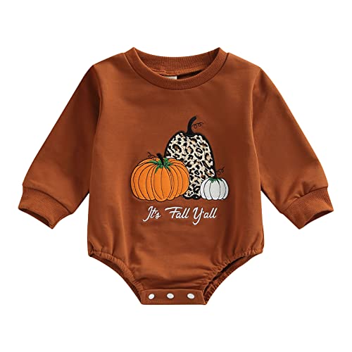 Image of Wytyjxccyy Newborn Baby Boy Girl 1st Halloween Outfit Crewneck Overisized Sweatshirt Romper Bodysuit Fall Winter Clothes
