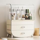 [ORGANIZZATORE COSMETICO MULTIFUNZIONALE] Questo versatile organizer da scrivania è progettato per conservare in modo efficiente tutti i tuoi cosmetici e prodotti per la cura della pelle.I suoi ampi scomparti e cassetti assicurano che tutto rimanga ben organizzato, trasformando il tuo cassettone disordinato in spazio ordinato ed elegante.Perfetto per pennelli da trucco, rossetti, fondotinta e persino flaconi alti per la cura della pelle.