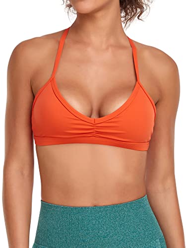 Abonlen Sports Bras For Women Workout Strappy Backless Bra Yoga Crop Tank Top (As1, Alpha, L, Regular, Regular, Deep Orange) #TOP1