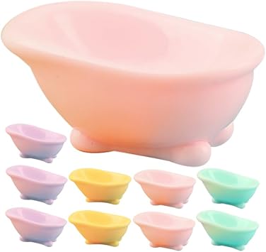 Miniature Dollhouse Bathtub Ornaments 10Pcs Realistic Resin Small Bathtubs for Dollhouse Bathroom Scene Props Micro Landscape Decoration