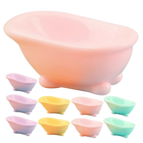 ifundom Miniature Dollhouse Bathtub Ornaments 10Pcs Realistic Resin Small Bathtubs for Dollhouse Bathroom Scene Props Micro Landscape Decoration
