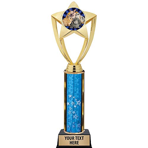 Crown Awards Rabbit Trophies, 11" Gold Star Rabbit Animal Trophy with Engraving Included Prime