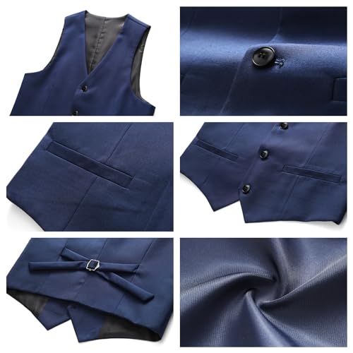 Lamgool Boys Suits 3 Piece Slim Fit Formal Set for Size 8 Kids Prom Wedding Outfits Navy Blue Tuxedo Blazer Jacket Vest Pant Peak Lapel by Lamgool - Used condition - Image 6
