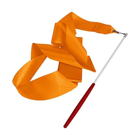 Dotcom Living 4M Gym Dance Ribbon Rhythmic Art Gymnastic Streamer Baton Twirling Rod UK (Orange) Cover