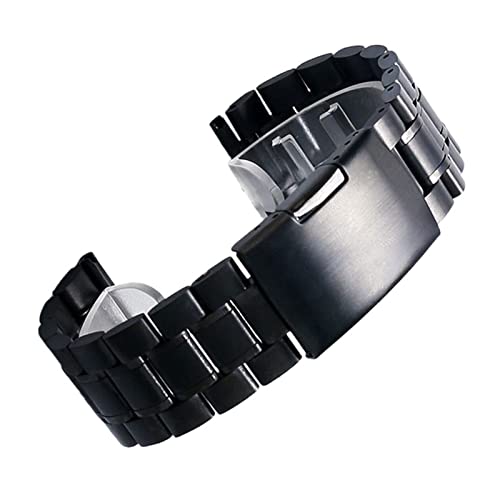 NUNYANG Schwarz Neu Herren Schwarz Edelstahl Uhrenarmband Strap Metallarmbänder Cover