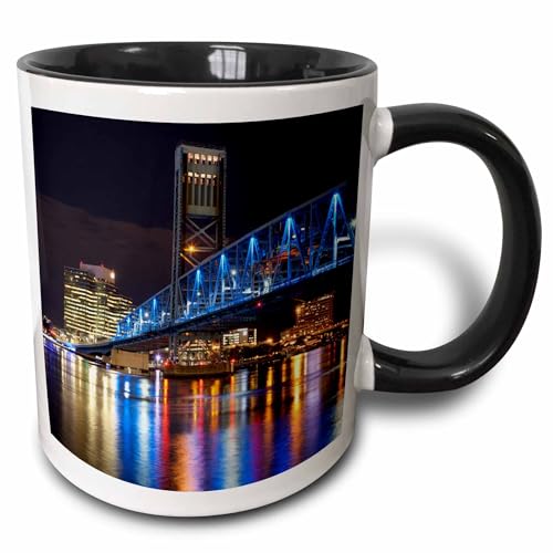 3dRose Jacksonville Blue Bridge Two-Tone Black Mug