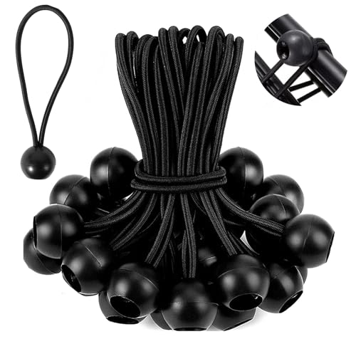 Spanngummis mit Kugel Befestigung Gummispanner Zeltgummis - 15cm 50 Stück Planenspanner mit Kugel Schwarz Spanngummi mit Haken Expanderschlingen für Planen Campingzelten Banner Überdachungen