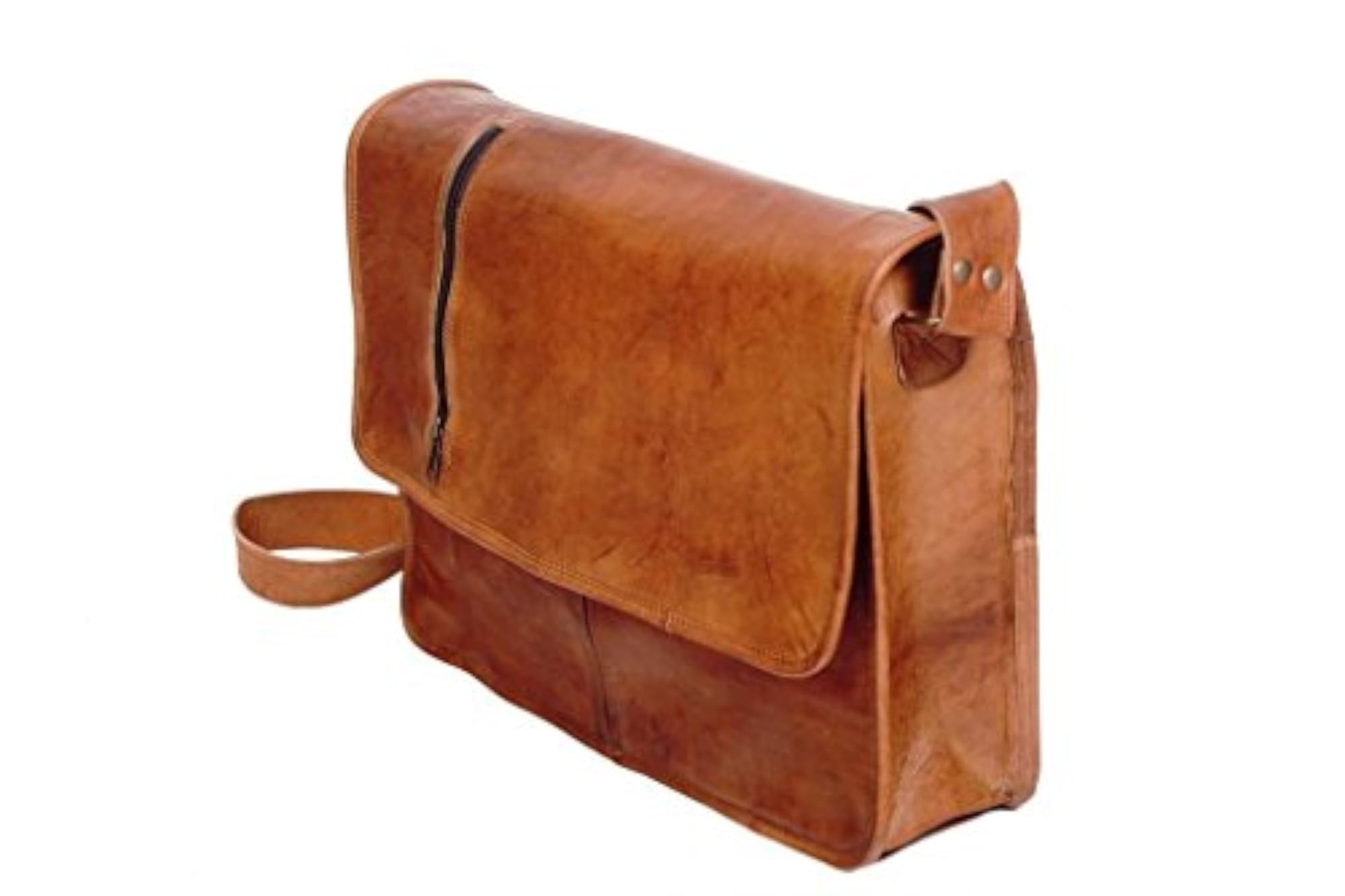 Genuine Brown Leather Messenger Bag for Boys & Girls