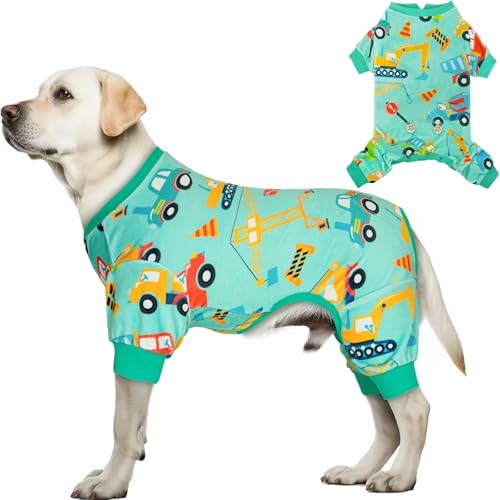 KYEESE Velvet Dog Pajamas for Medium Large Dogs Soft Onesie, Vehicles
