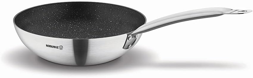 Korkmaz Gastro Granite Frying Pan, 22 cm Size, Silver