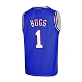 TUEIKGU #1 Bugs Basketball Trikot Space Jersey 90er Jahre Hip Hop Basketball Trikot für Herren, Blau, 3X-Groß