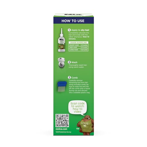 Image of Nix Ultra Superlice Treatment, All-in-One Shampoo, 4 Fl Oz & Lice Removal Comb