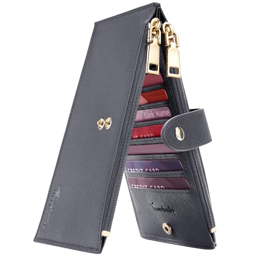 Travelambo RFID Wallet Women Large Size Bifold Multi Card Wallet Case with Zipper Pocke Credit Card Holder for Women
