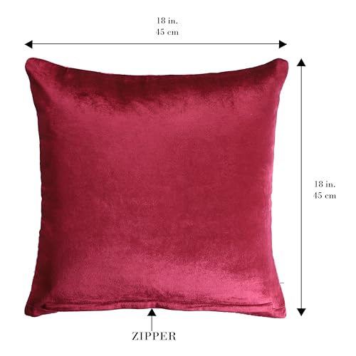 Image of Home- The Best is for You Quilted 18x18 Inch Burgundy Velvet Cushion Cover Pack of 2