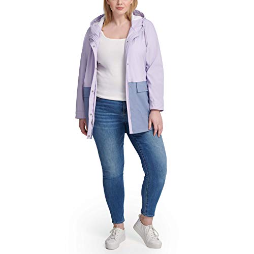 Levi's Ladies Outerwear Women's Plus Midlength Rubberized Pu Rain Jacket (Standard & Plus Sizes), Thistle/Tempest, 2X #TOP4