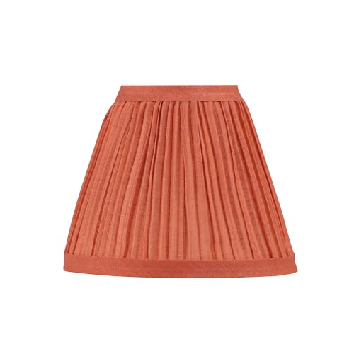 Image of Aspen Creative 51517-6, Hardback Empire Transitional Clip-On Chandelier Lamp Shade, Mushroom Pleated Carrot Faux Silk Fabric, 3 inch Top x 6 inch Bottom x 5 inch Slant Height, Set of 6