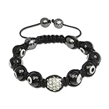  SilberDream D2SDA927 Bracelet Shamballa avec Boules en Zirconium et Verre Blanc