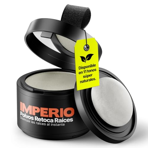 Retocador de raíces en polvo IMPERIO - Corrector capilar para densificar el cabello de mujeres y hombres, maquillaje capilar resistente al agua para cubrir raíces - 4 g (gris)