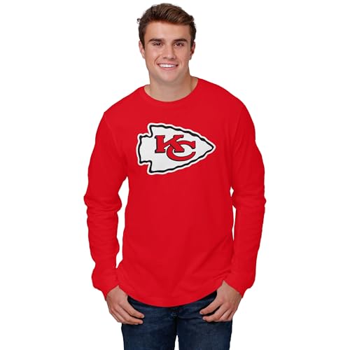 FOCO Kansas City Chiefs NFL Mens Primary Logo Long Sleeve T-Shirt - Red - XL