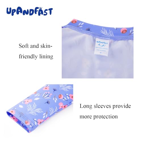 Image of upandfast Girls Rash Guard Set Long Sleeve Two Piece Swimsuit with UPF 50+ Sun Protection for Girls 3-8 Years