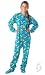 Footed Pajamas Splish Splash Blue Adult Fleece